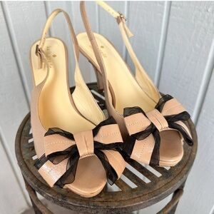 Women’s Size 8 Kate Spade Leather Slingback Heels w/ Bow & Peep toe
